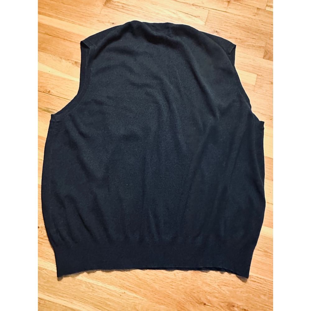 Polo Ralph Lauren Mens XXL Black Pima Cotton V-Neck Sweater Vest Red Pony Logo - Picture 6 of 7